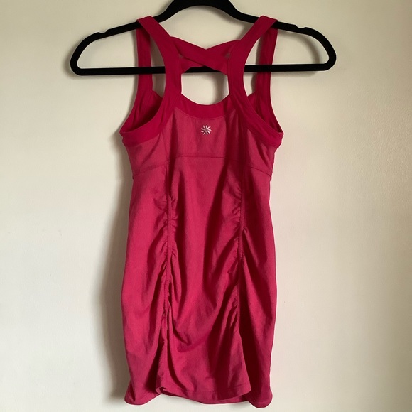 Athleta Scruntch Tank Hot Pink Strappy Criss Cross - Picture 3 of 6
